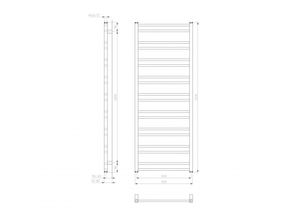 Sapho METRO DOS vykurovacie teleso 550x1430 mm, biela mat IR430T