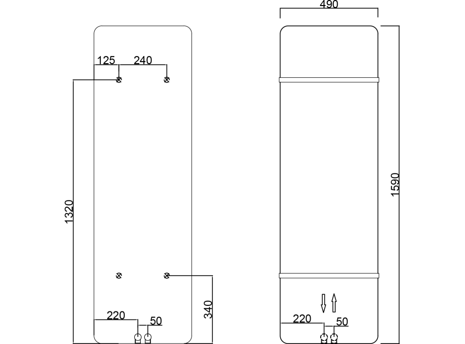 Sapho TABELLA vykurovacie teleso 490x1590 mm, čierna mat MI1547