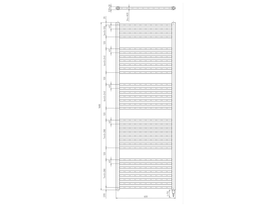 Aqualine DIRECT-E elektrické vykurovacie teleso rovné 600x1680 mm, 800 W, biela ILE66T