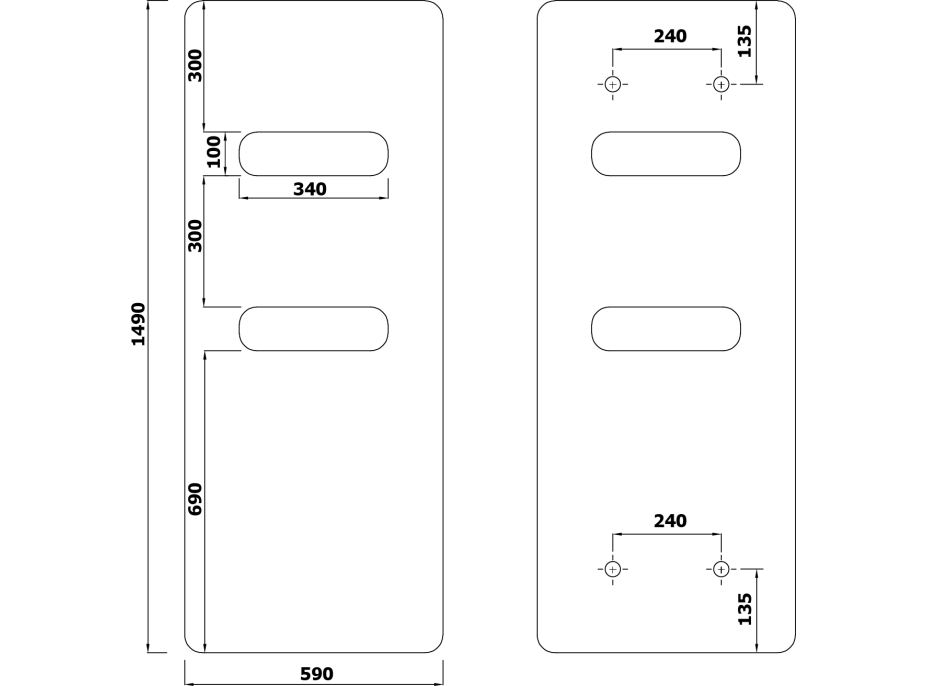 Sapho TABELLA OPEN vykurovacie teleso 590x1490 mm, biela mat MI1459