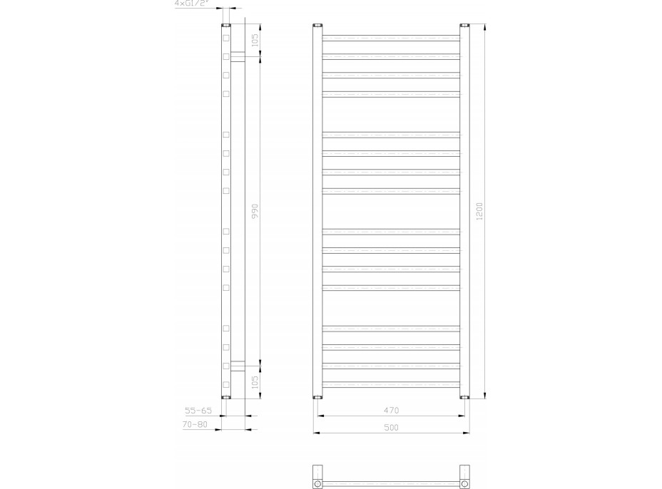 Sapho METRO vykurovacie teleso 500x1200 mm, biela IR410T