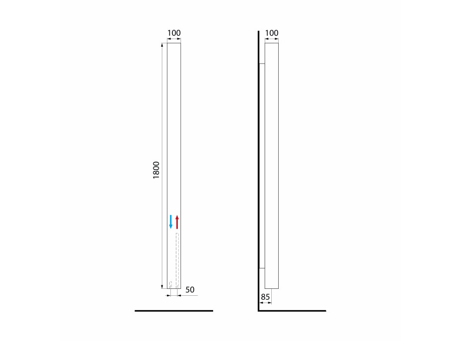 Sapho CUBIQ vykurovacie teleso 100x1800mm, biela mat LQ284