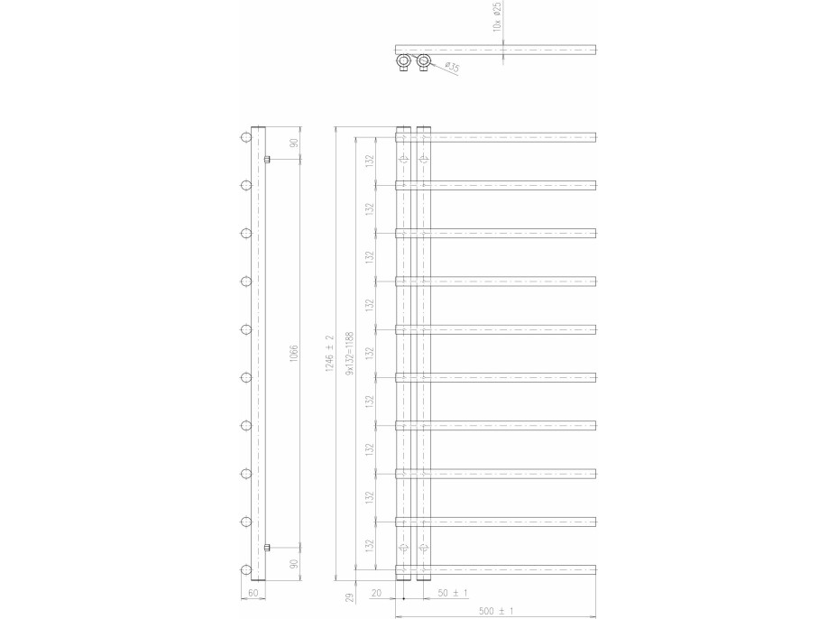 Sapho JUSTINA vykurovacie teleso 500x1246 mm, biela mat IR546W