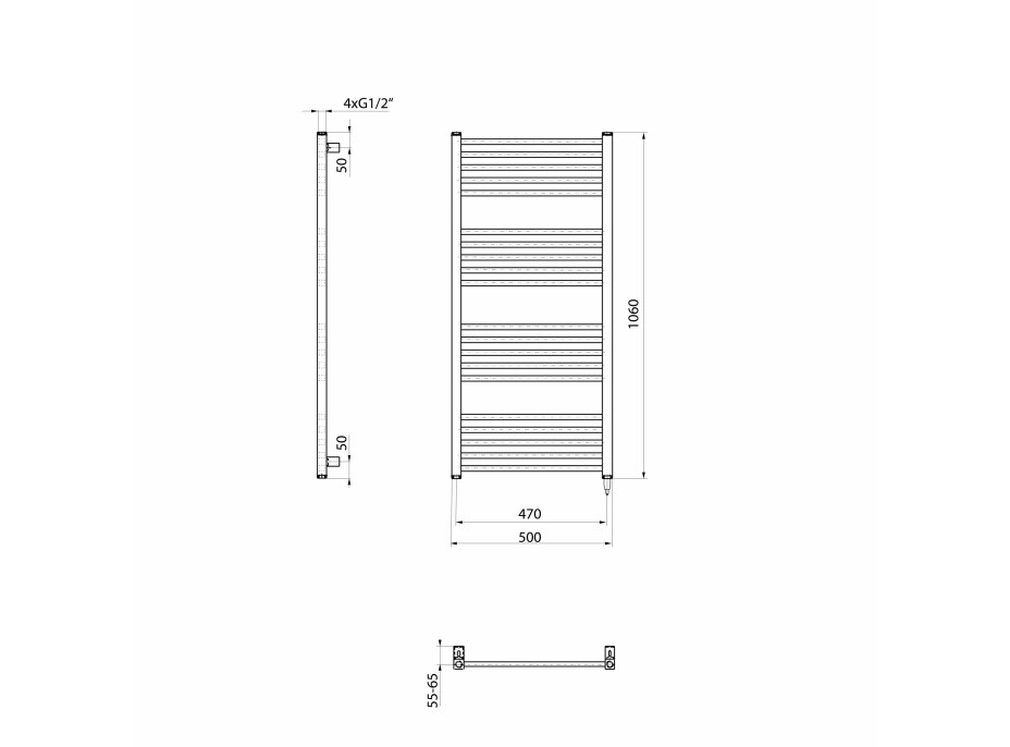 Sapho METRO-E elektrické vykurovacie teleso rovné 500x1060 mm, 400 W, biela ME410