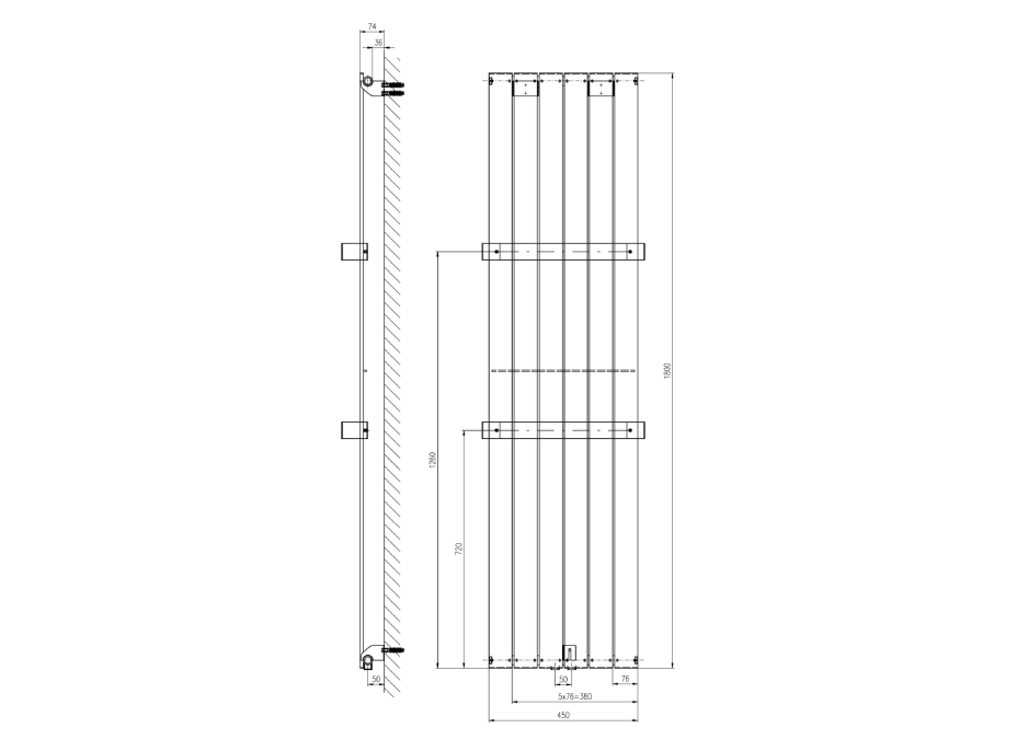 Sapho COLONNA vykurovacie teleso 450x1800 mm, biela IR141