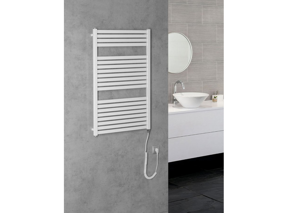 Aqualine TONDI-E elektrické vykurovacie teleso rovné 600x970 mm, 400 W, biela DE460T