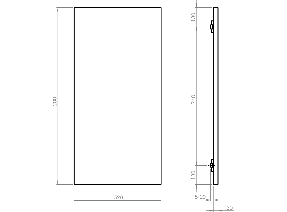 Sapho ENIS kúpeľňový sálavý vykurovací panel 600W, IP44, 590x1200 mm, čierna mat RH600B