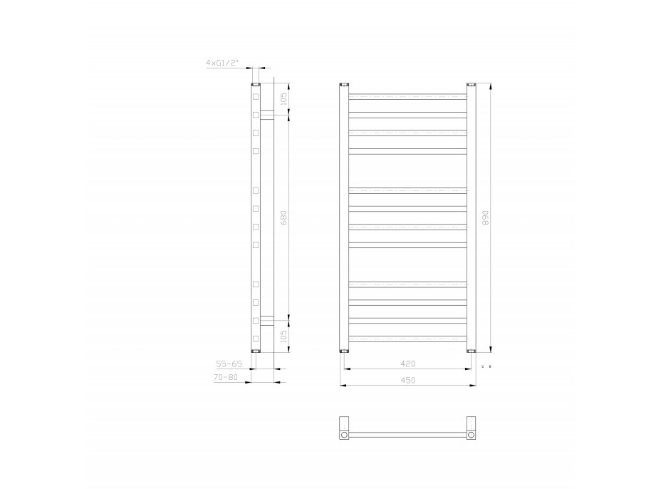 Sapho METRO vykurovacie teleso 450x890 mm, biela IR400T