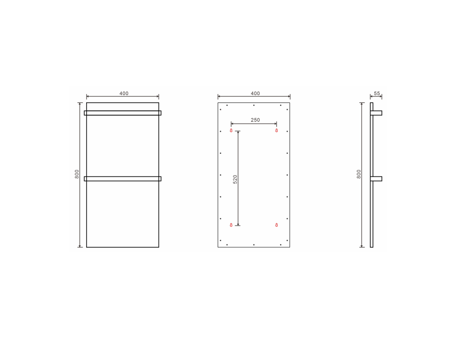 Sapho ELMIS elektrický sušiak uterákov 400x800 mm, 120 W, hliník, čierna mat EB430