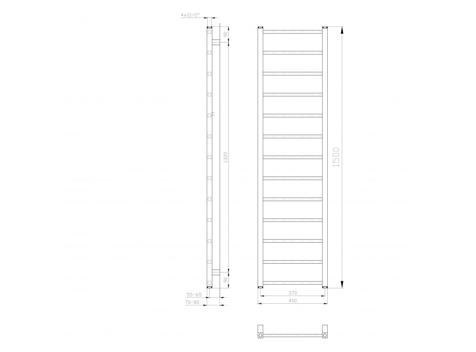 Sapho METRO LIGHT vykurovacie teleso 400x1500 mm, biela IR447T