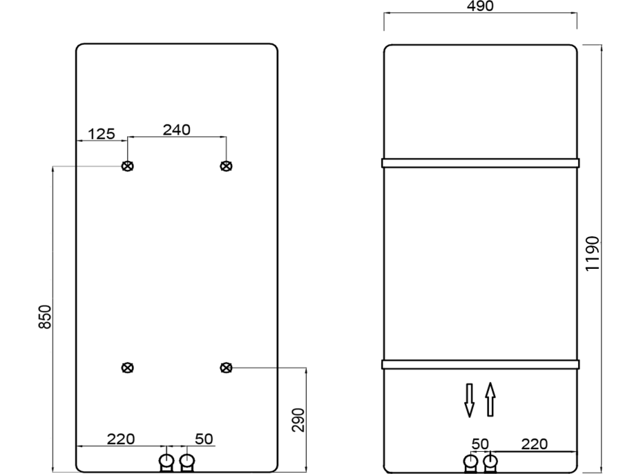 Sapho TABELLA vykurovacie teleso 490x1190 mm, čierna mat MI1147