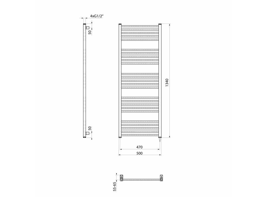 Sapho METRO-E elektrické vykurovacie teleso rovné 500x1340 mm, 500 W, biela ME513