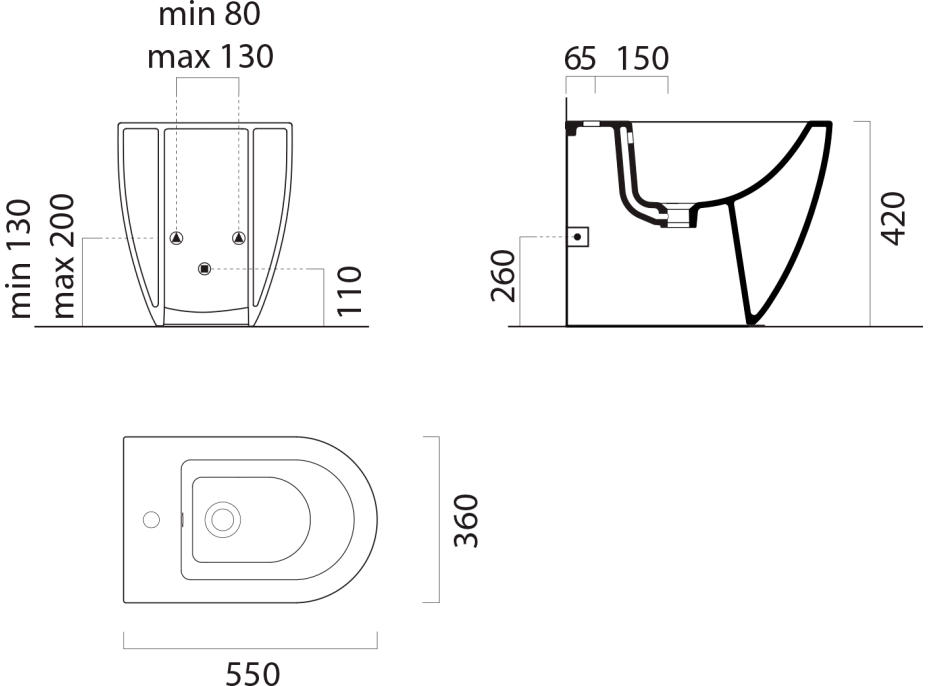 GSI PURA BIG bidet stojaci 36x55cm, creta mat 8872108