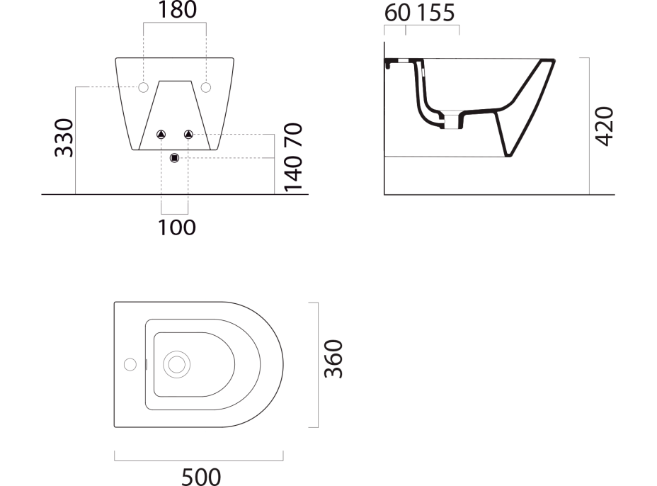 GSI KUBE X bidet závesný 36x50cm, biela mat 9464109