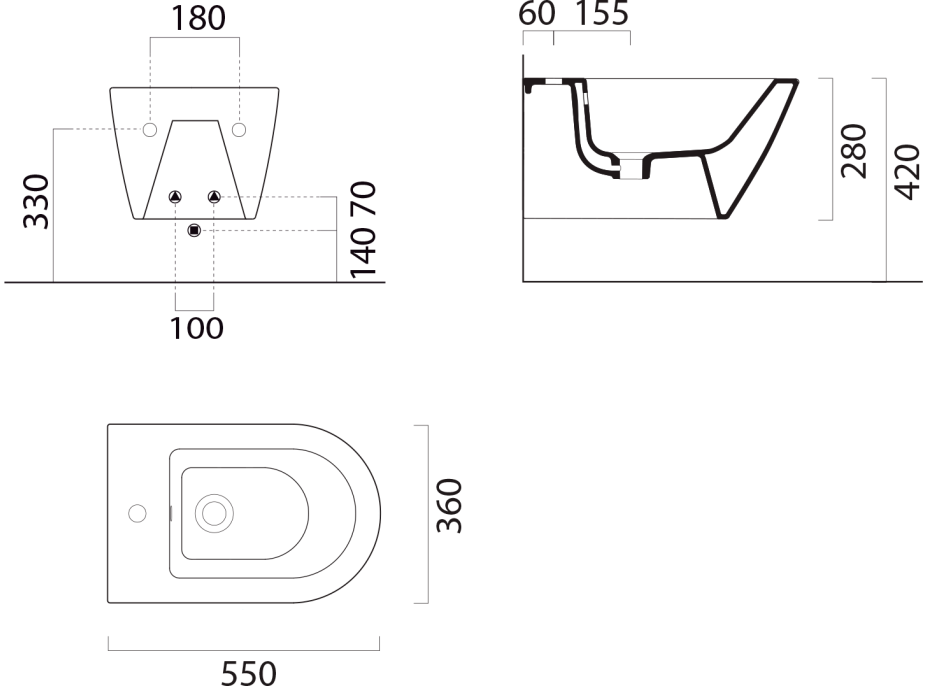 GSI KUBE X bidet závesný 36x55cm, čierna mat 9465126