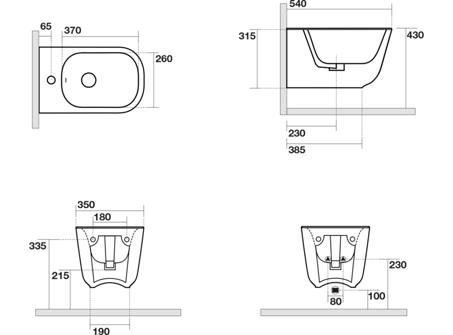 Kerasan TRIBECA bidet závesný 35x54cm, biela 512501