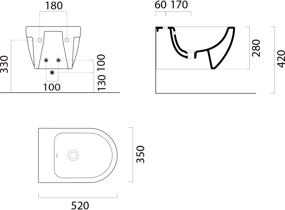 GSI CITY PRO bidet závesný, 35x52cm, biela ExtraGlaze 9164111