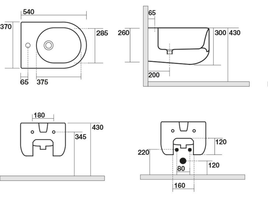 Kerasan FLO bidet závesný 37x54cm, biela 312301