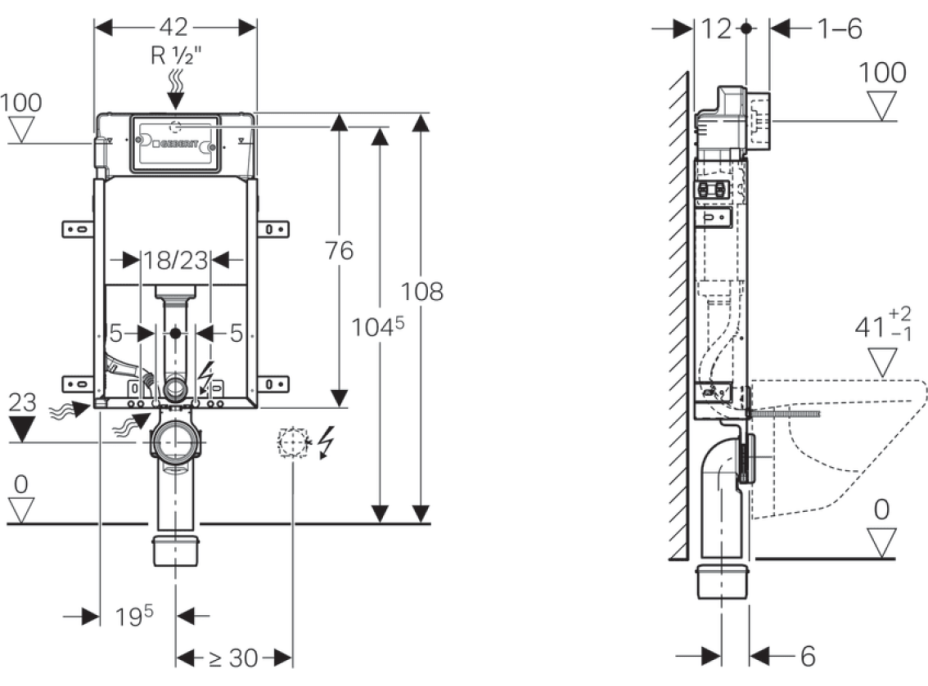 Geberit GEBERIT KOMBIFIX BASIC podomietková nádržka na zamurovanie Delta 12cm, v. 108cm 110.100.00.1