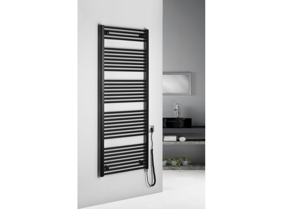 Aqualine DIRECT-E elektrické vykurovacie teleso rovné 600x1680 mm, 800 W, čierna ILE66TB