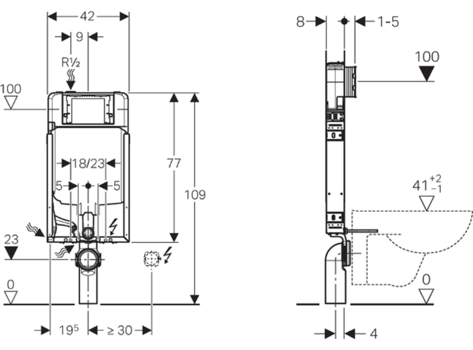 Geberit GEBERIT KOMBIFIX podomietková nádržka pre zamurovanie Sigma 8cm, v. 109cm 110.790.00.1