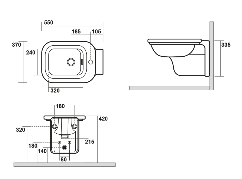 Kerasan WALDORF bidet závesný 37x55cm, biela 4125K1