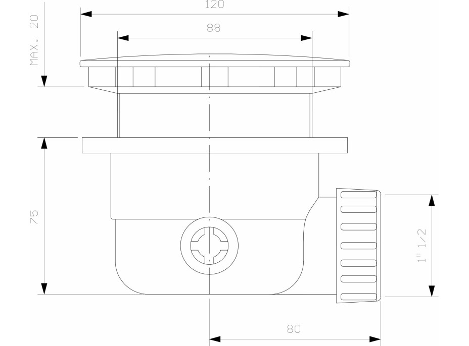 Polysan Vaničkový sifón, priemer otvoru 90 mm, DN40, krytka zlato mat 1711GB