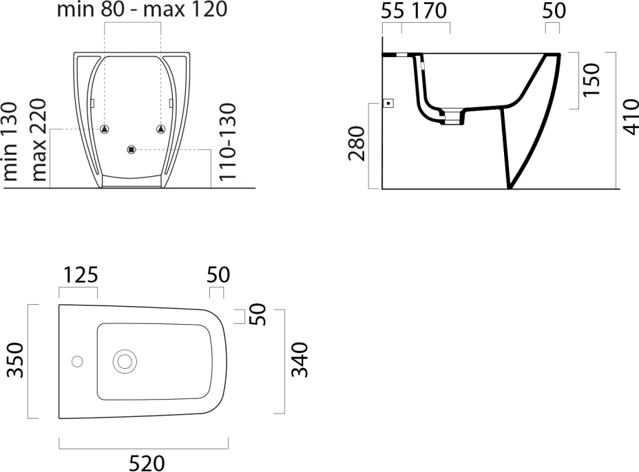 GSI NUBES bidet stojaci, 35x52cm, biela mat 9662109