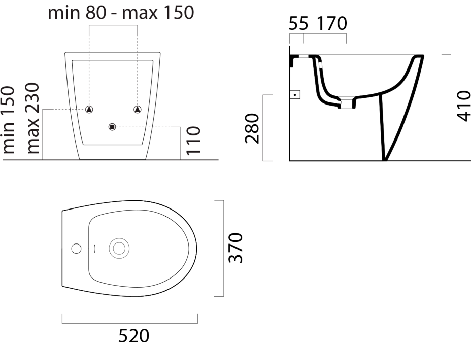 GSI MODO bidet stojaci 37x52cm, čierna mat 9862126