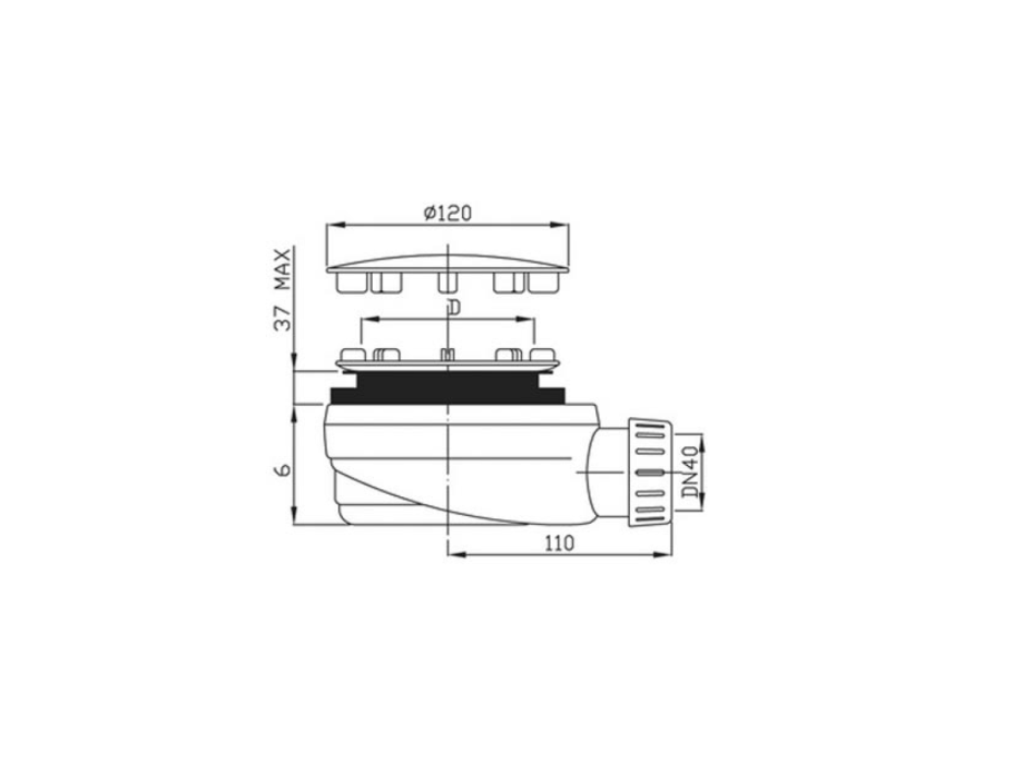 Gelco GELCO vaničkový sifón, priemer otvoru 90mm, DN40, nízky, krytka nerez lesk PB90EXN