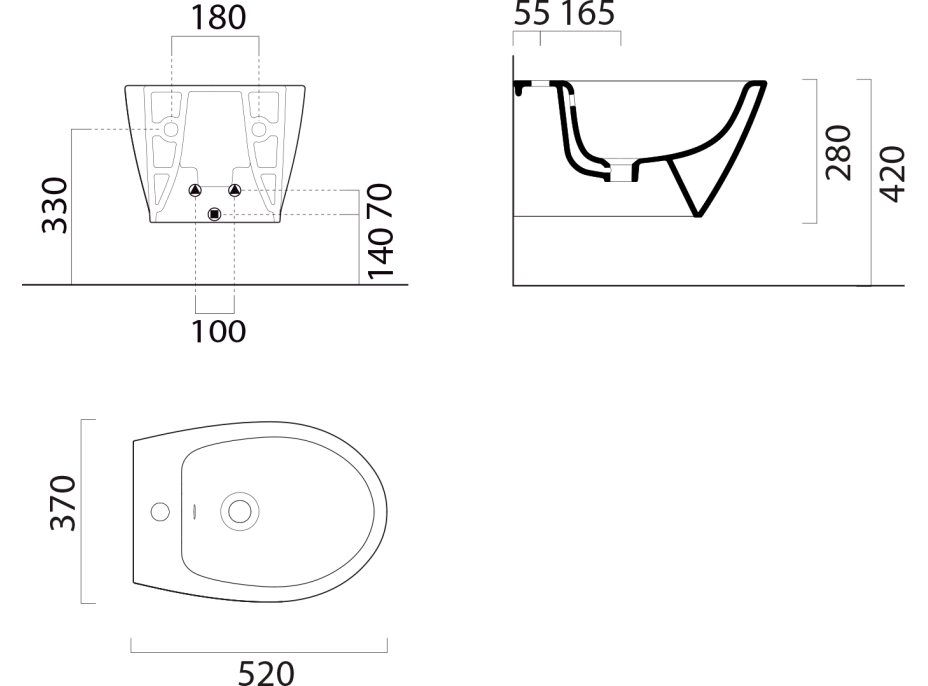 GSI MODO bidet závesný 37x52cm, biela mat 9864109