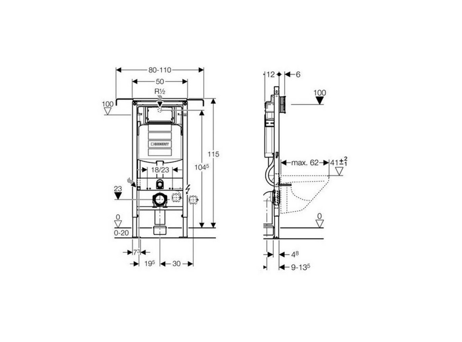 Geberit GEBERIT DUOFIX podomietková nádržka Sigma 12cm, pre napojenie do bočnej steny 111.355.00.5