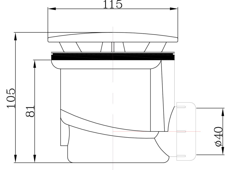 Aqualine Vaničkový sifón, priemer otvoru 90mm, DN40, krytka ABS/chróm PF408