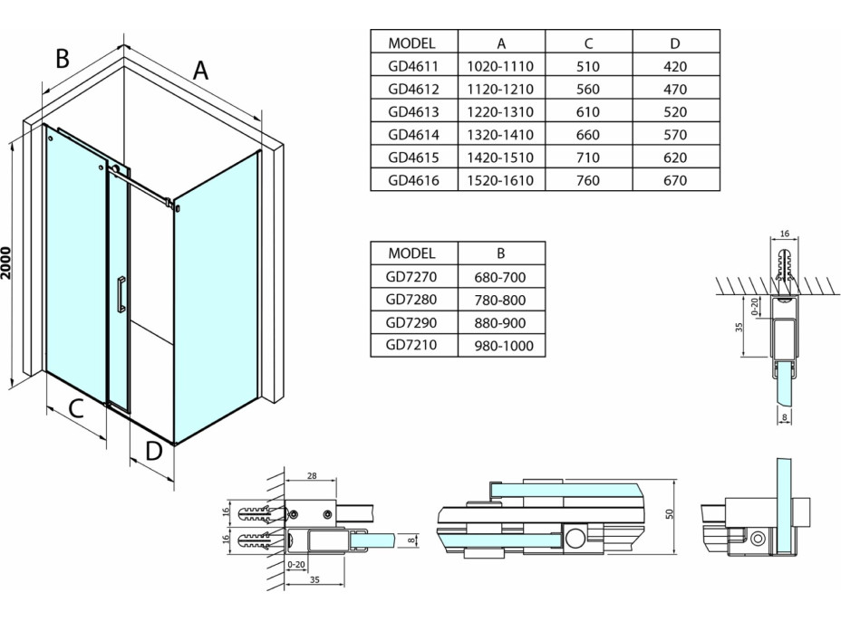 Gelco DRAGON sprchové dvere 1100mm, číre sklo GD4611