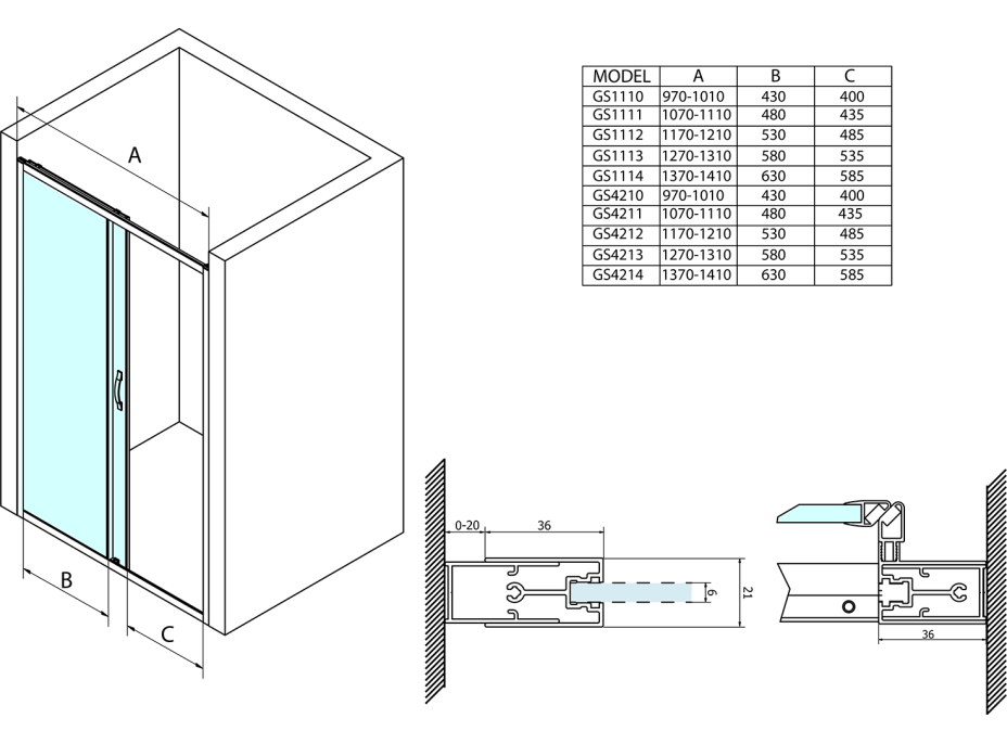 Gelco SIGMA SIMPLY sprchové dvere posuvné 1300 mm, číre sklo GS1113