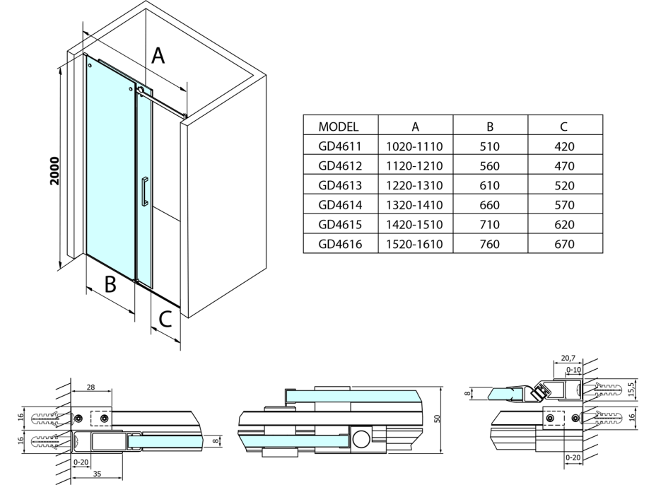 Gelco DRAGON sprchové dvere 1200mm, číre sklo GD4612