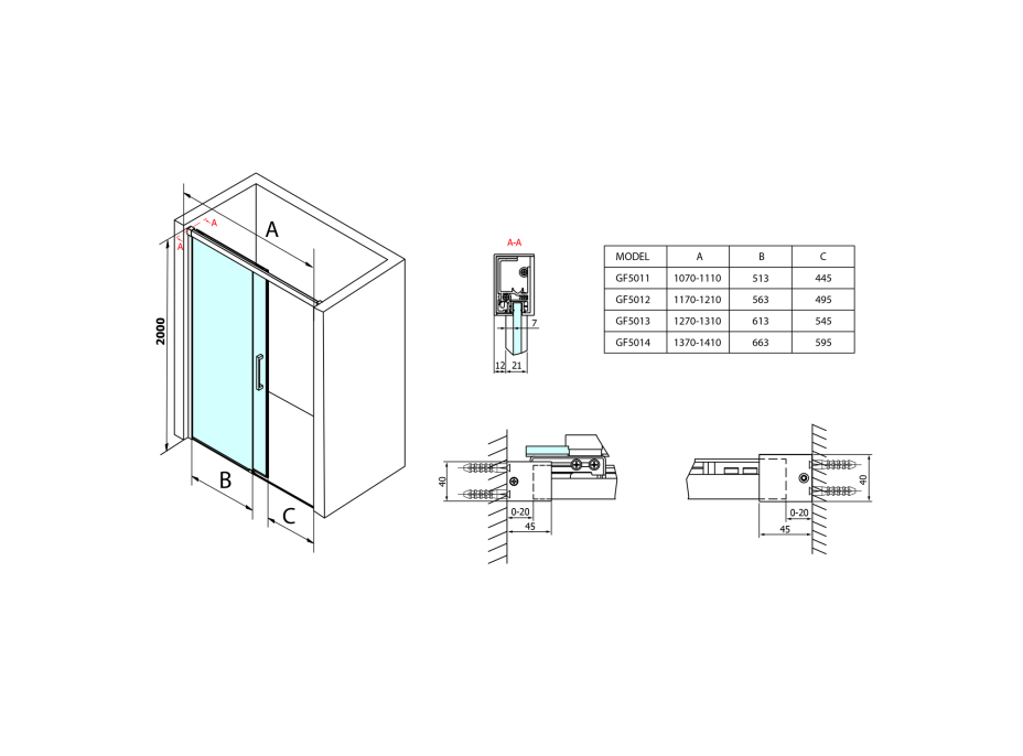 Gelco FONDURA sprchové dvere 1100mm, číre sklo GF5011