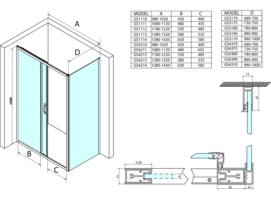 Gelco SIGMA SIMPLY sprchové dvere posuvné 1100 mm, číre sklo GS1111