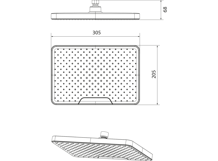 Sapho Hlavová sprcha, 205x305mm, ABS/čierna mat SK152B