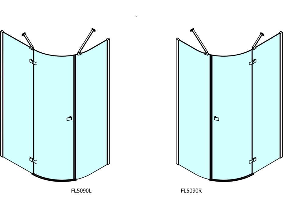 Polysan FORTIS LINE štvrťkruhová sprchová zástena 1000x900x2000, ľavá FL5090L