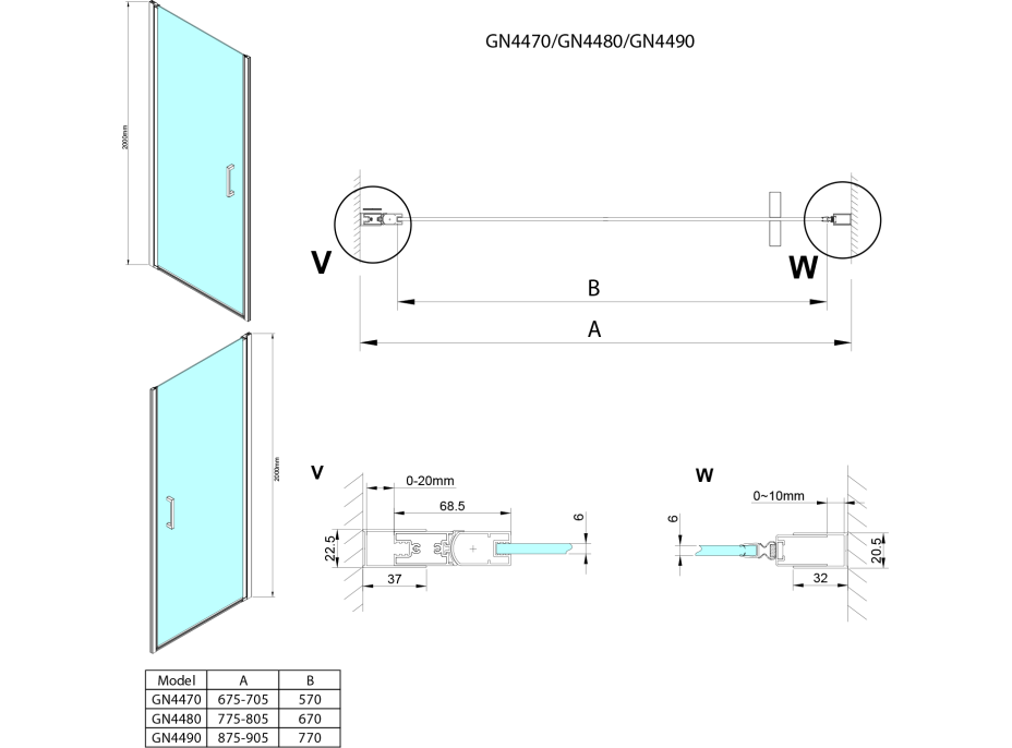 Gelco LORO sprchové dvere 900mm, číre sklo GN4490