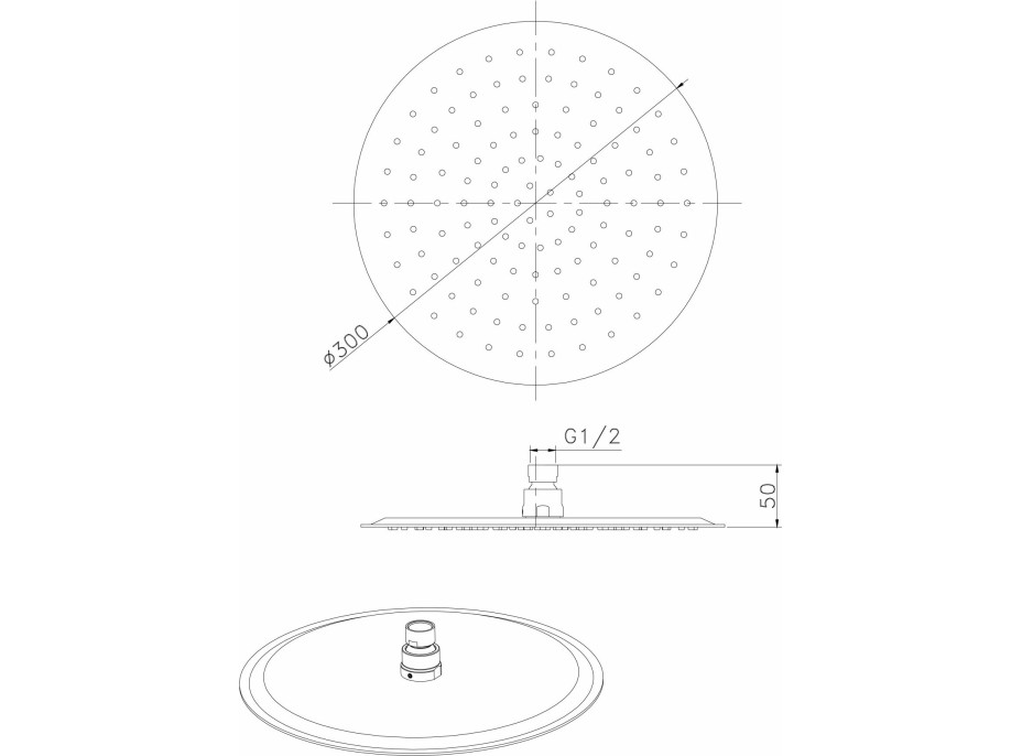 Sapho SLIM hlavová sprcha, priemer 300mm, zlato mat MS573GB