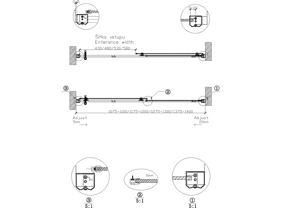 Gelco ANTIQUE sprchové dvere posuvné, 1200mm, ČÍRE sklo, bronz GQ4212C