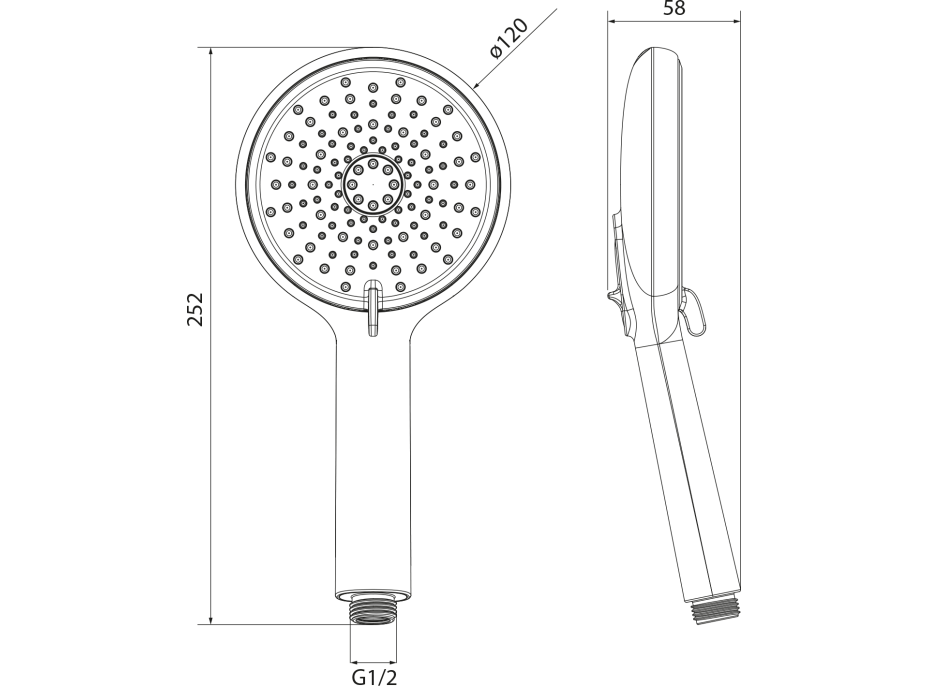 Sapho Ručná masážna sprcha, 4 režimy sprchovania, priemer 120mm, ABS/čierna mat 1204-51B