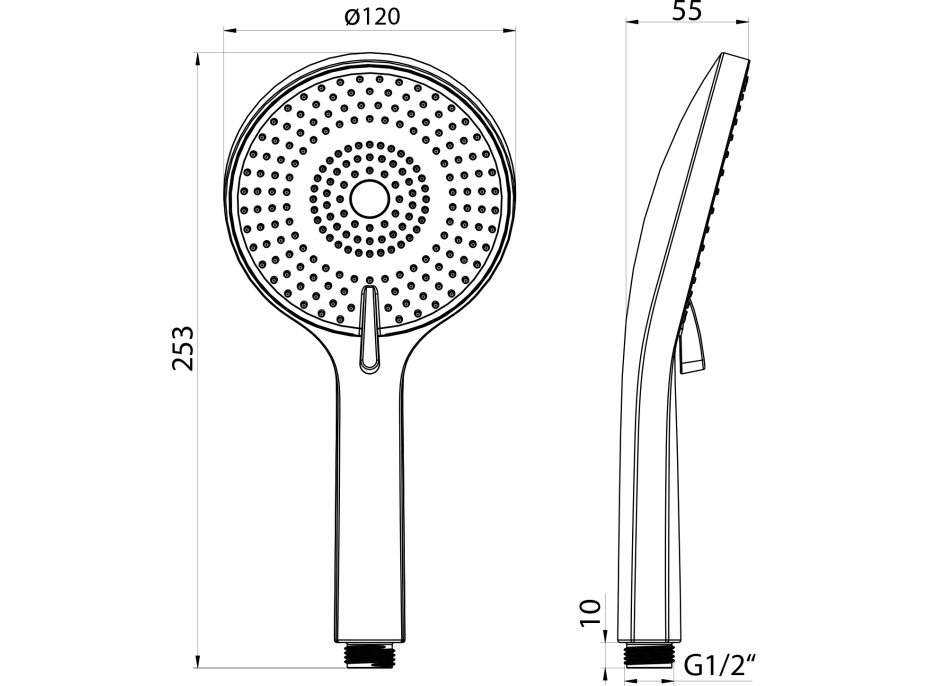 Sapho Ručná masážna sprcha, 3 režimy sprchovania, priemer 120 mm, ABS/zlato mat SK879GB