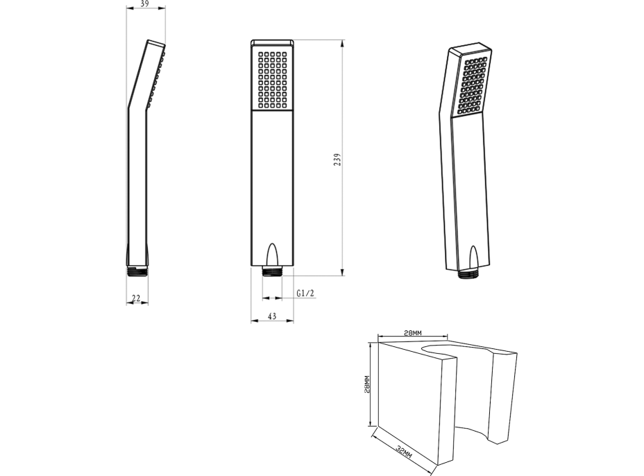 Sapho ABRA sprchová súprava, pevný držiak, hadica 1500mm, chróm SET1101