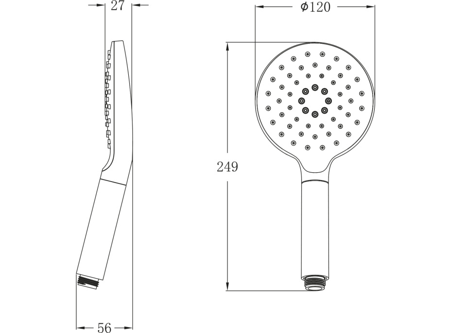 Sapho Ručná masážna sprcha otočná, 3 režimy, priemer 120mm, ABS/chróm 1204-32