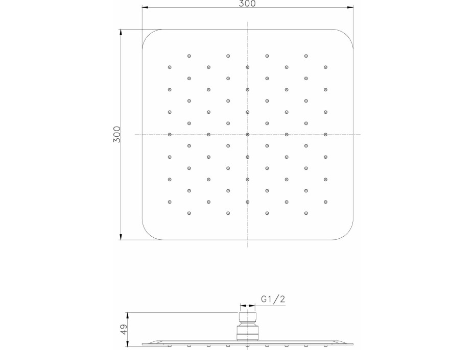 Sapho SLIM hlavová sprcha, 300x300mm, zlato mat SL101GB