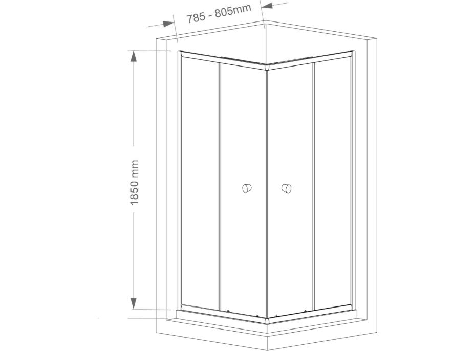 Aqualine AGGA štvorcová sprchová zástena 800x800mm, číre sklo HLF808Y