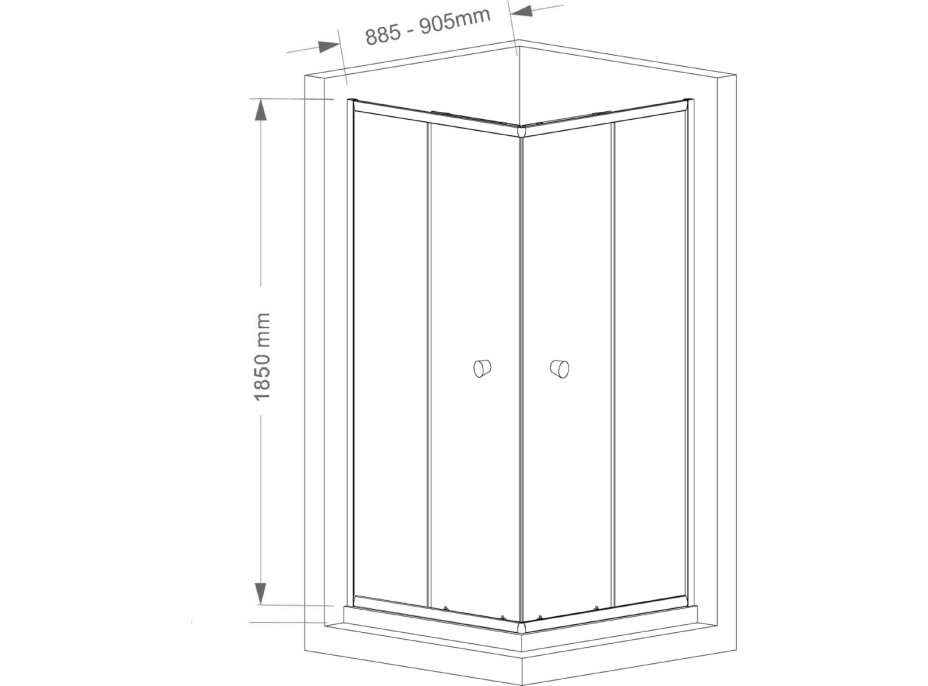 Aqualine AGGA štvorcová sprchová zástena 900x900mm, číre sklo HLF909Y